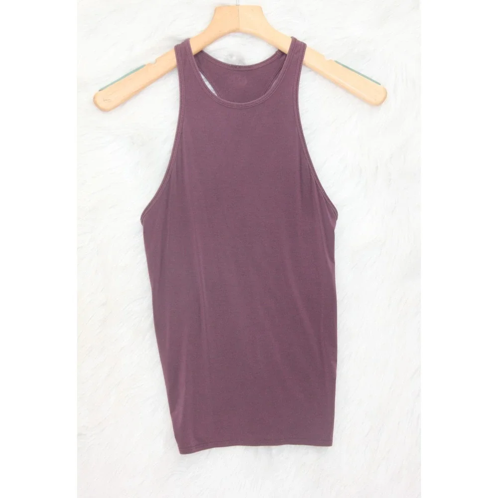Lululemon Athletica Deep Stretch Racerback Tank Top Women's 2 Maroon Ruched Back